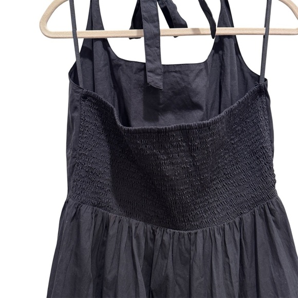 Anthropologie Celandine Cotton Poplin Bustier Halter Mini Dress Black Sz L - Picture 11 of 15